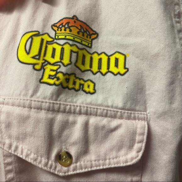 Corona 2006 Pink Cut off Sleeves‎ Button up Shirt Vest - Picture 2 of 8